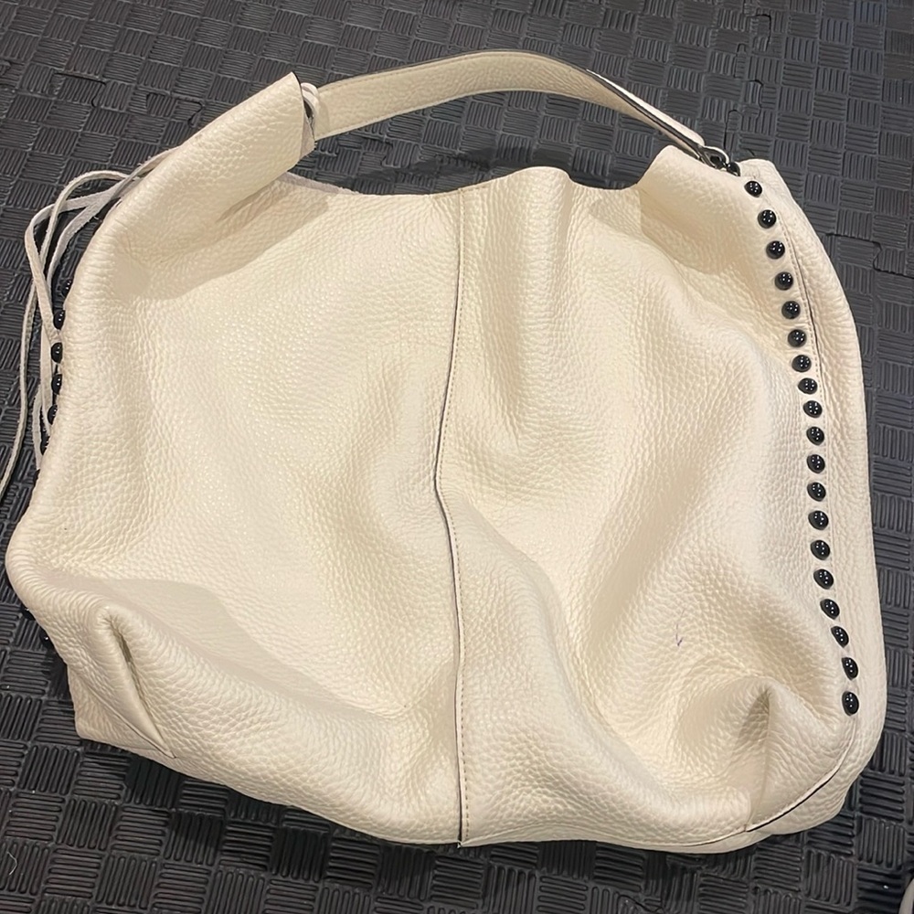White Leather One strap Bucket Bag